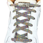 Elastische veters zonder strikken glitter 6mm bling magnetische sluiting regenboog met stretch uitgerekt