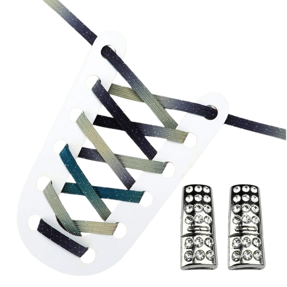 Productafbeelding van glitter elastische veters van 6 mm met bling magneet sluiting in de kleur stars