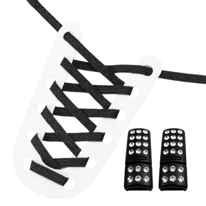 Productafbeelding van glitter elastische veters van 6 mm met bling magneet sluiting in de kleur zwart