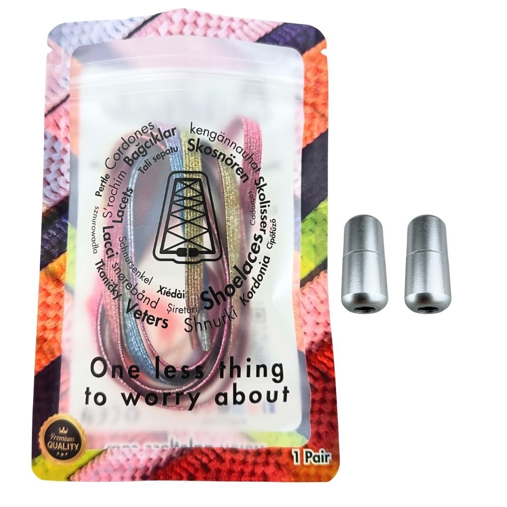 Elastische veters zonder strikken glitter 6mm capsule sluiting candy in luxe verpakking