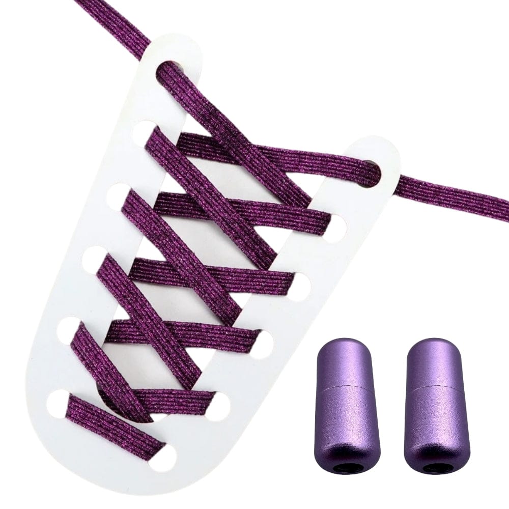 Productafbeelding van glitter elastische veters van 6 mm met capsule sluiting in de kleur paars