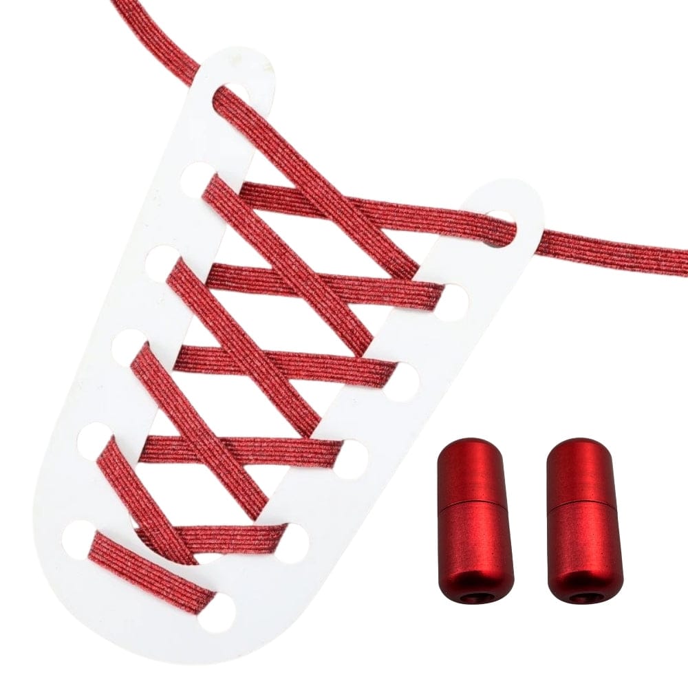 Productafbeelding van glitter elastische veters van 6 mm met capsule sluiting in de kleur rood