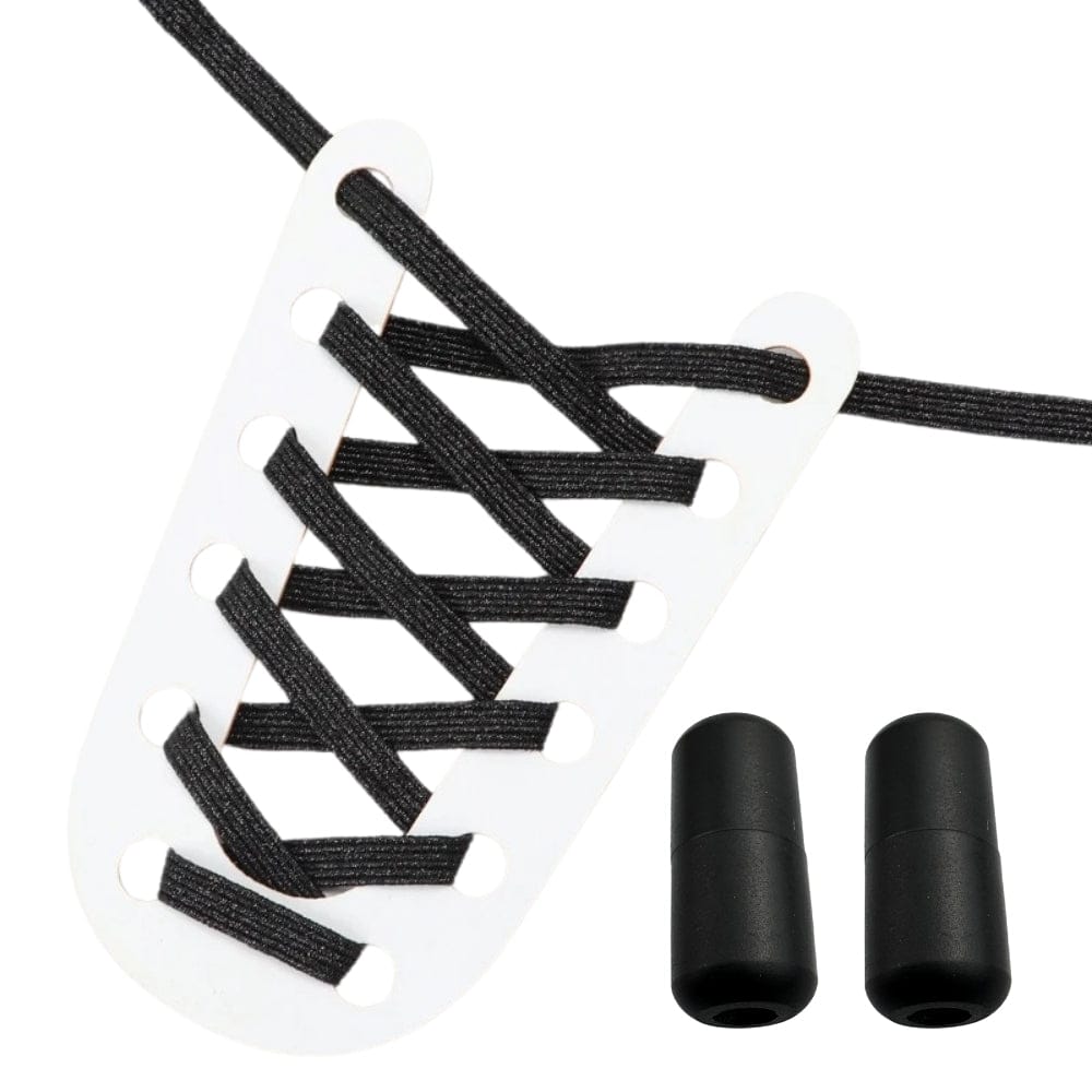 Productafbeelding van glitter elastische veters van 6 mm met capsule sluiting in de kleur zwart