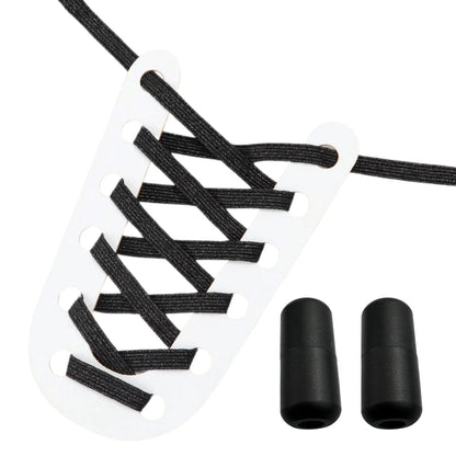 Productafbeelding van glitter elastische veters van 6 mm met capsule sluiting in de kleur zwart