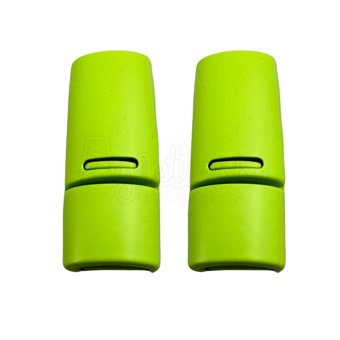 Elastische veters zonder strikken magnetische sluiting 6–9mm lichtgroen detailfoto van hoe de sluiting werkt