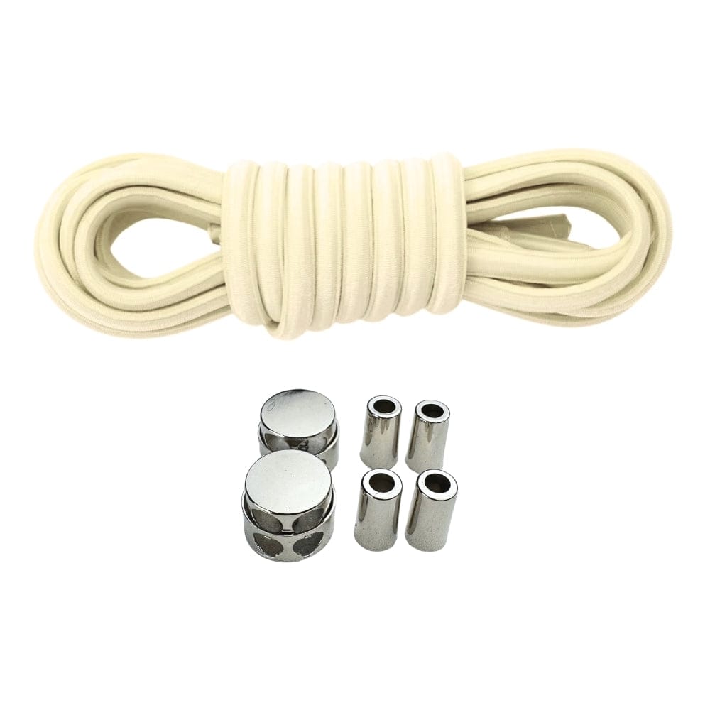 Productafbeelding van ovale elastische veters van 4 mm met luxe lock sluiting in de kleur beige