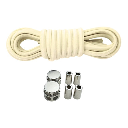 Productafbeelding van ovale elastische veters van 4 mm met luxe lock sluiting in de kleur beige