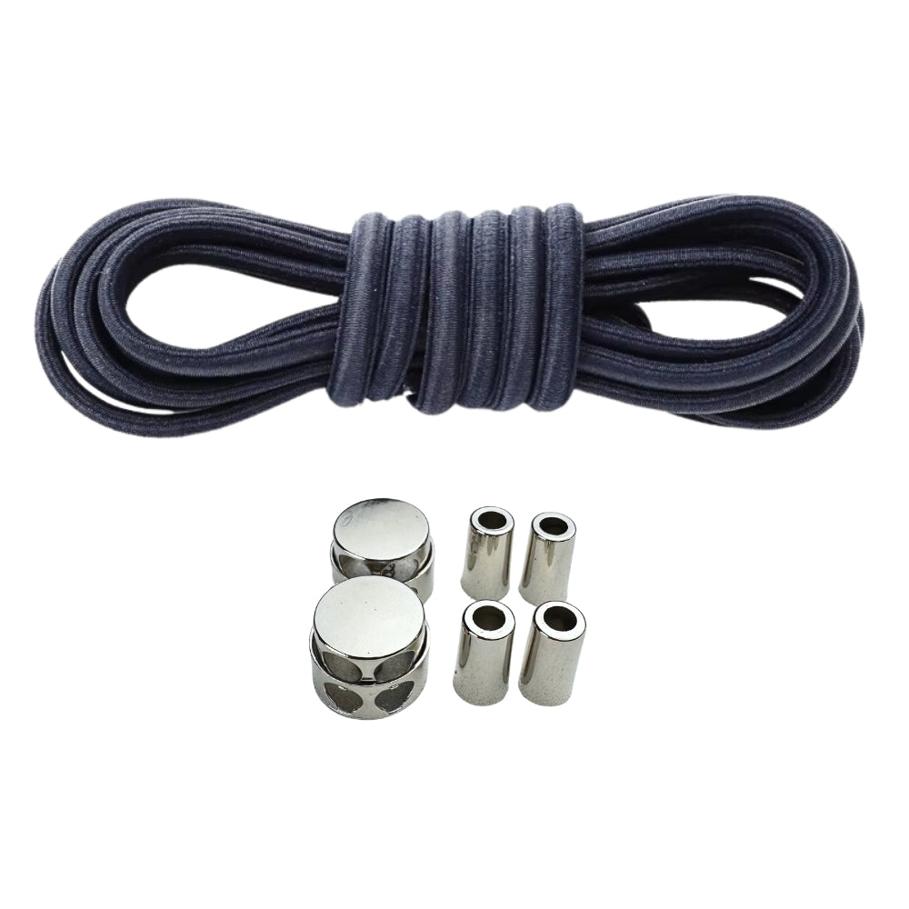 Productafbeelding van ovale elastische veters van 4 mm met luxe lock sluiting in de kleur marineblauw