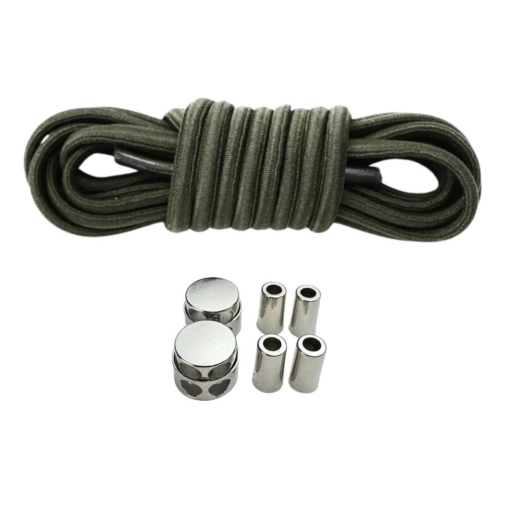 Productafbeelding van ovale elastische veters van 4 mm met luxe lock sluiting in de kleur mosgroen