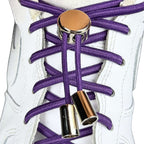 Elastische veters zonder strikken ovaal 4mm luxe lock paars met stretch uitgerekt