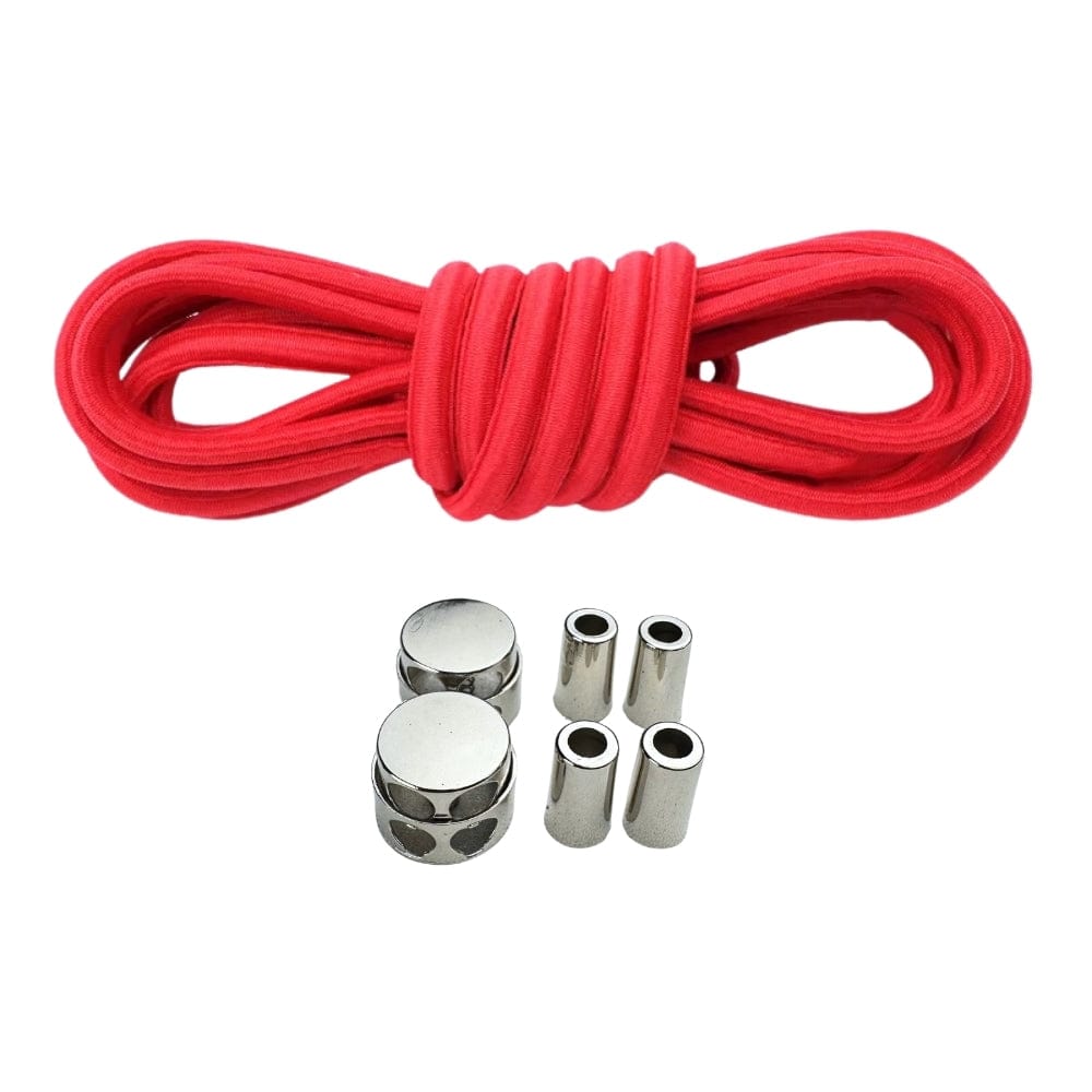 Productafbeelding van ovale elastische veters van 4 mm met luxe lock sluiting in de kleur rood