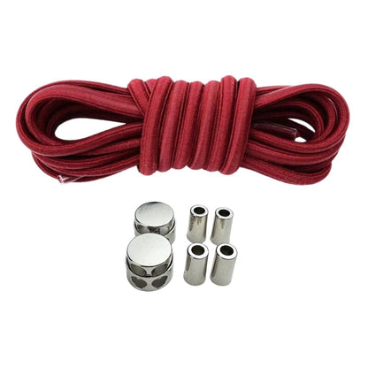 Productafbeelding van ovale elastische veters van 4 mm met luxe lock sluiting in de kleur wijnrood