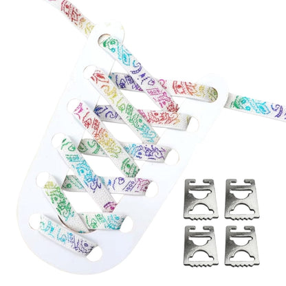 Productafbeelding van paisley elastische veters van 9 mm met clipjes in de kleur wit-kleurig