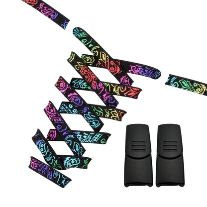 Productafbeelding van paisley elastische veters van 9 mm met magneetsluiting in de kleur zwart-kleurig