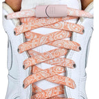 Elastische veters zonder strikken paisley 9mm magnetische sluiting roze wit met stretch uitgerekt