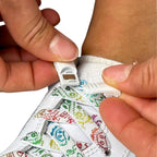 Elastische veters zonder strikken paisley 9mm magnetische sluiting wit kleurig detailfoto van hoe de sluiting werkt