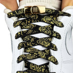 Elastische veters zonder strikken paisley 9mm magnetische sluiting zwart goud met stretch uitgerekt