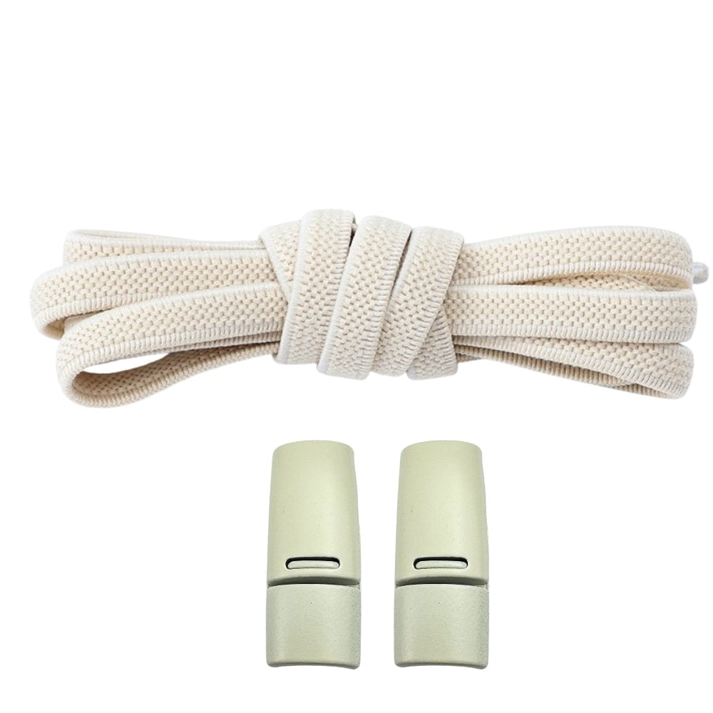 Productafbeelding van platte elastische veters van 6 mm met magneetsluiting in de kleur beige