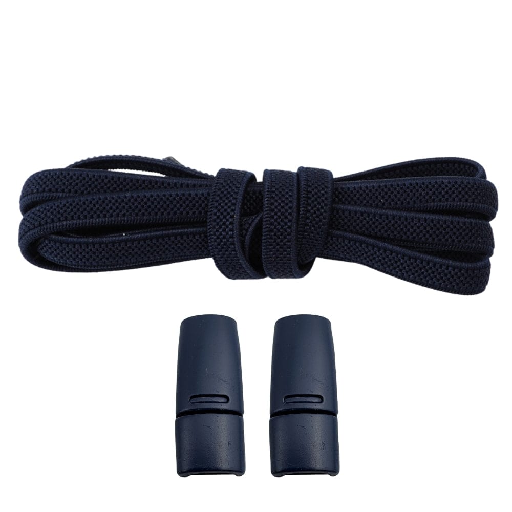 Productafbeelding van platte elastische veters van 6 mm met magneetsluiting in de kleur marineblauw