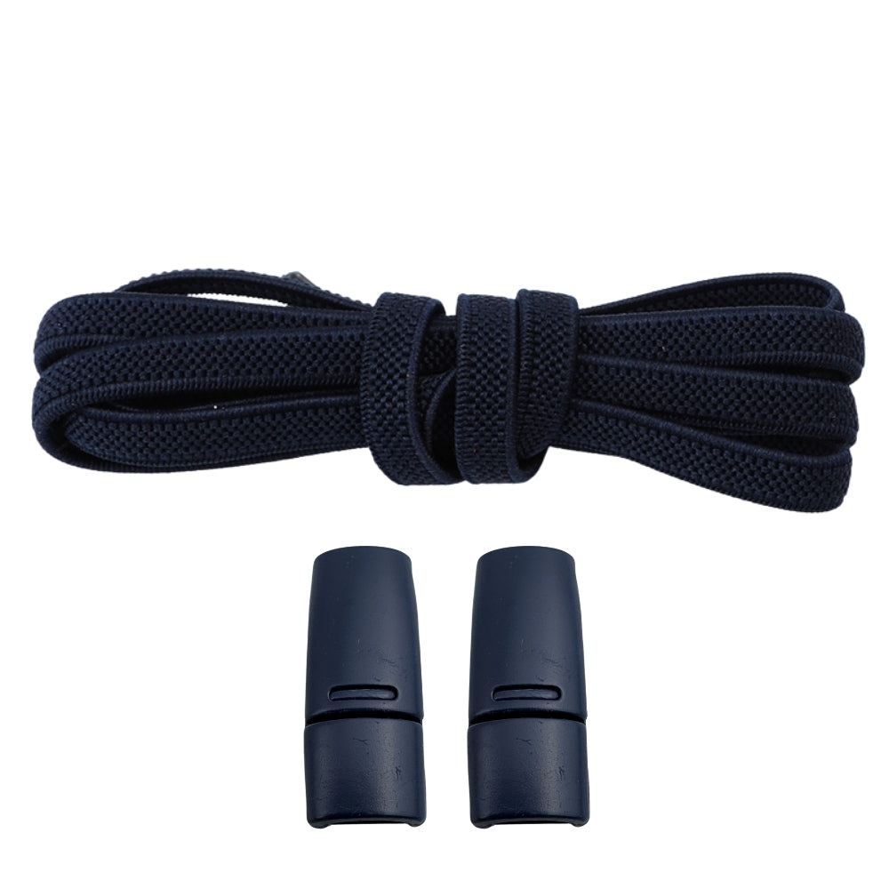 Productafbeelding van platte elastische veters van 6 mm met magneetsluiting in de kleur marineblauw