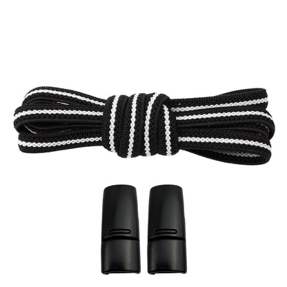 Productafbeelding van platte elastische veters van 6 mm met magneetsluiting in de kleur zwart-wit