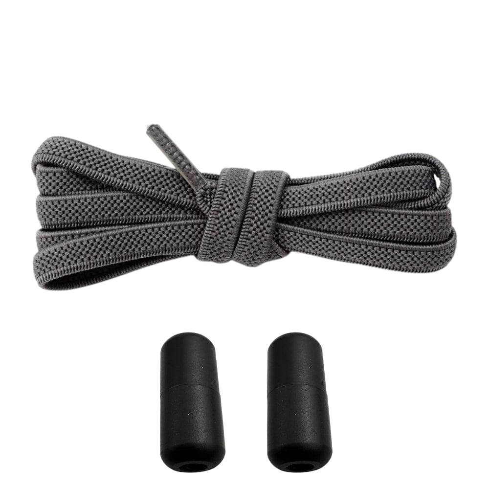 Productafbeelding van platte elastische veters van 6 mm met metalen draai capsule in de kleur antraciet