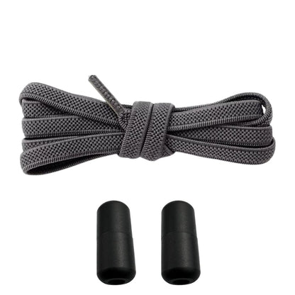 Productafbeelding van platte elastische veters van 6 mm met metalen draai capsule in de kleur antraciet