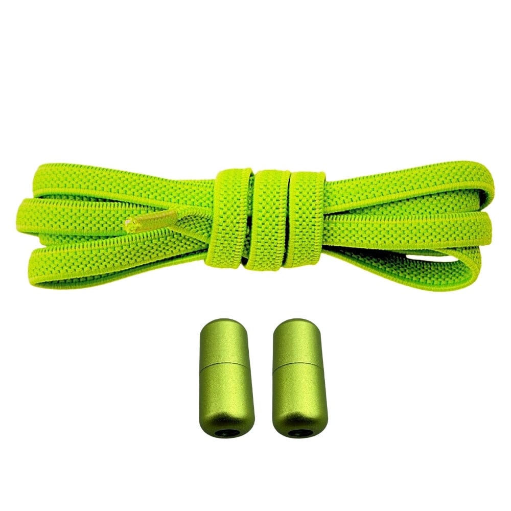 Productafbeelding van platte elastische veters van 6 mm met metalen draai capsule in de kleur appelgroen