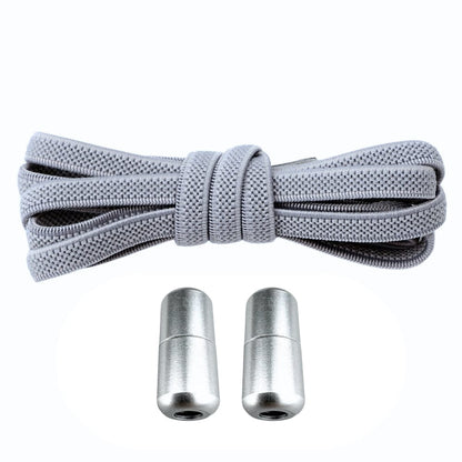 Productafbeelding van platte elastische veters van 6 mm met metalen draai capsule in de kleur grijs