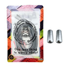 Elastische veters zonder strikken plat 6mm metalen draai capsule grijs in luxe verpakking