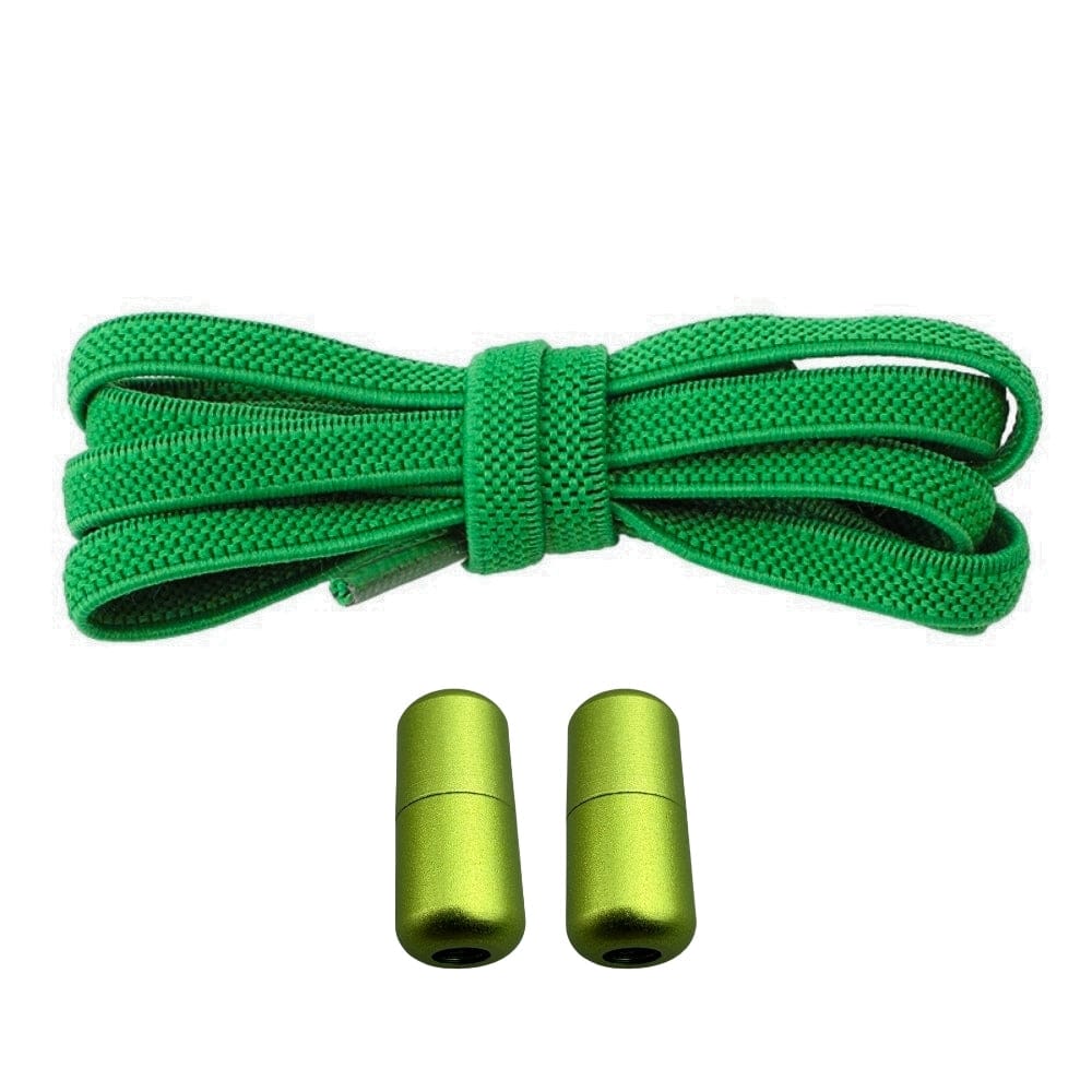 Productafbeelding van platte elastische veters van 6 mm met metalen draai capsule in de kleur groen