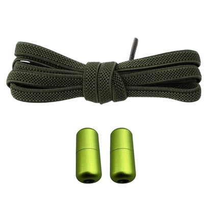 Productafbeelding van platte elastische veters van 6 mm met metalen draai capsule in de kleur mosgroen