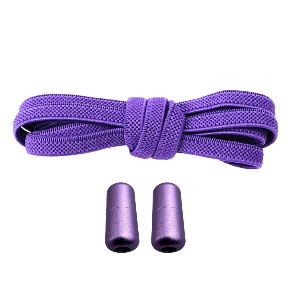 Productafbeelding van platte elastische veters van 6 mm met metalen draai capsule in de kleur paars