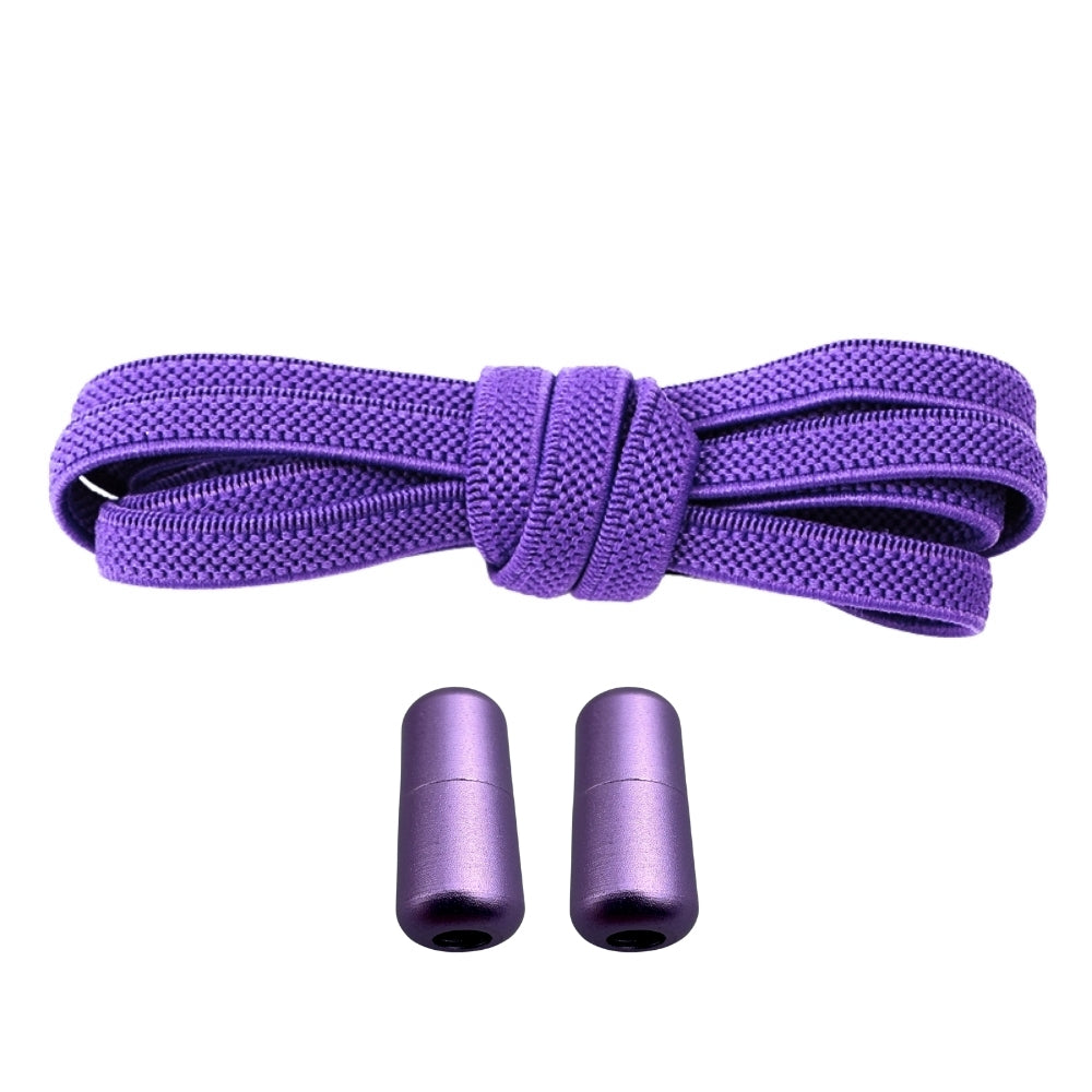 Productafbeelding van platte elastische veters van 6 mm met metalen draai capsule in de kleur paars