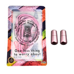 Elastische veters zonder strikken plat 6mm metalen draai capsule roze in luxe verpakking