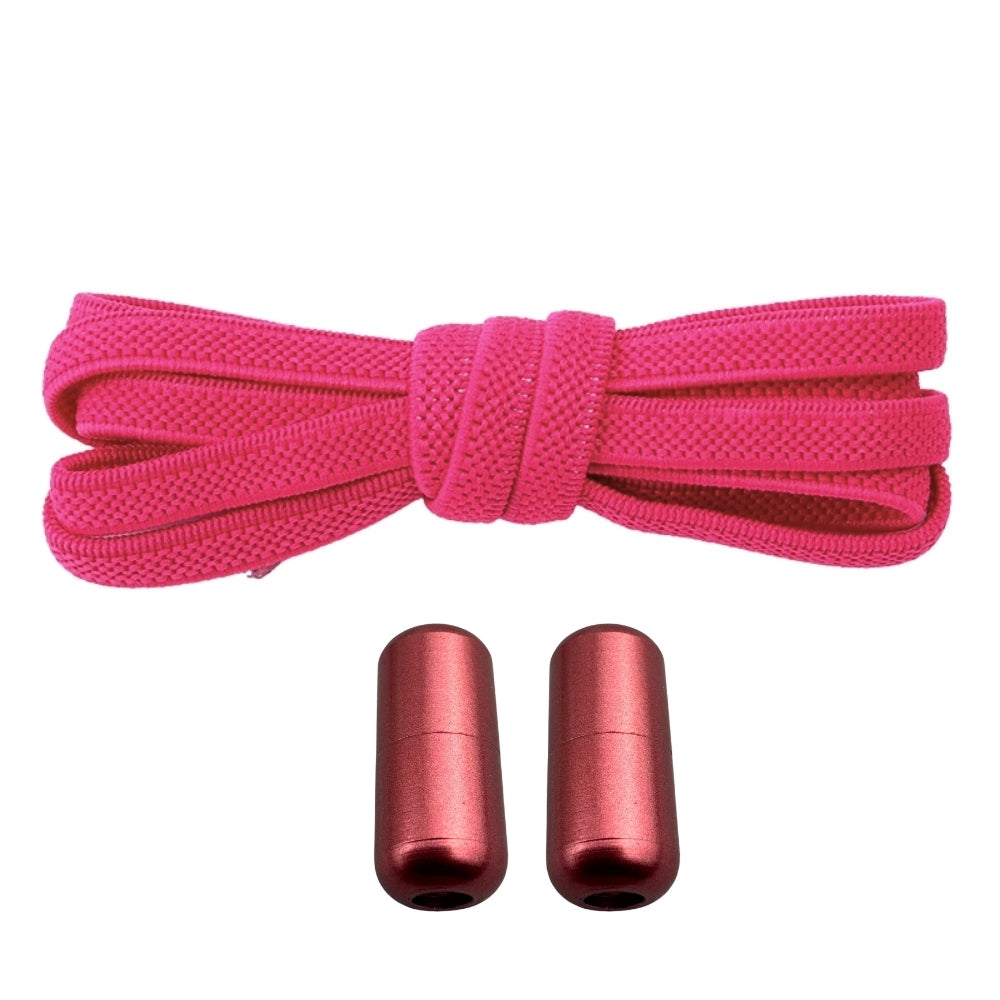 Productafbeelding van platte elastische veters van 6 mm met metalen draai capsule in de kleur rozenrood