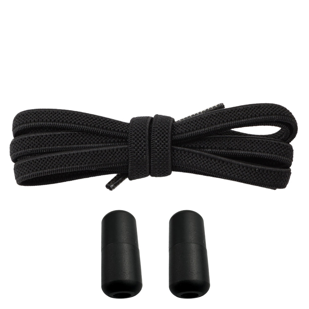 Productafbeelding van platte elastische veters van 6 mm met metalen draai capsule in de kleur zwart