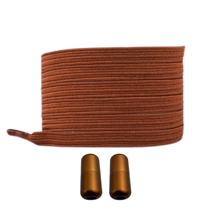 Productafbeelding van platte elastische veters van 7 mm met capsule sluiting in de kleur bruin