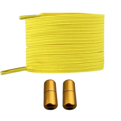 Productafbeelding van platte elastische veters van 7 mm met capsule sluiting in de kleur geel