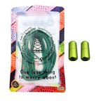 Elastische veters zonder strikken plat 7mm capsule sluiting groen in luxe verpakking