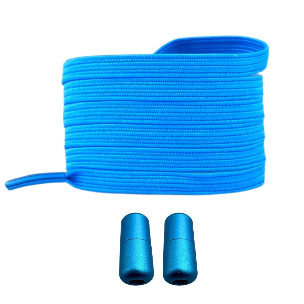 Productafbeelding van platte elastische veters van 7 mm met capsule sluiting in de kleur hemelsblauw