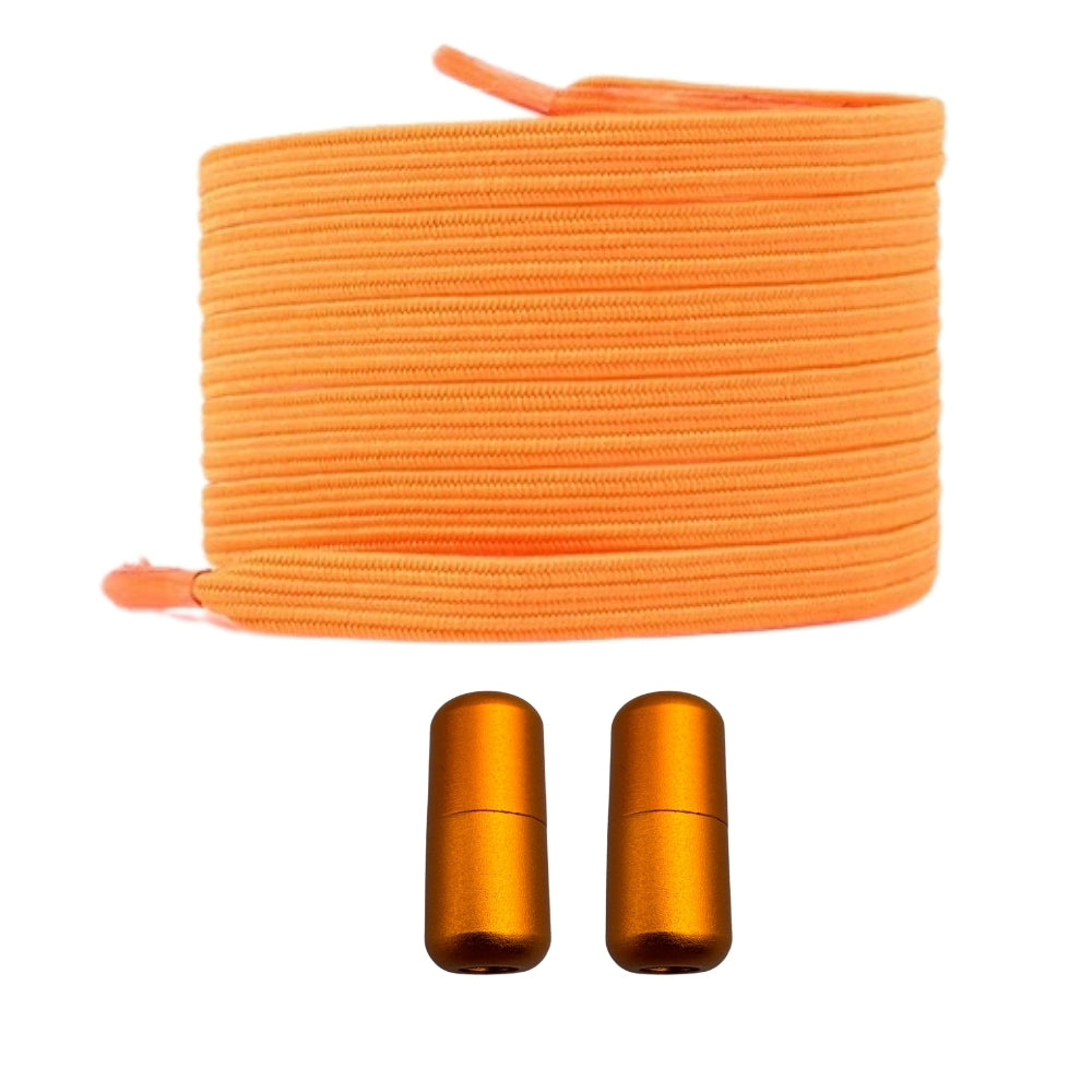 Productafbeelding van platte elastische veters van 7 mm met capsule sluiting in de kleur oranje