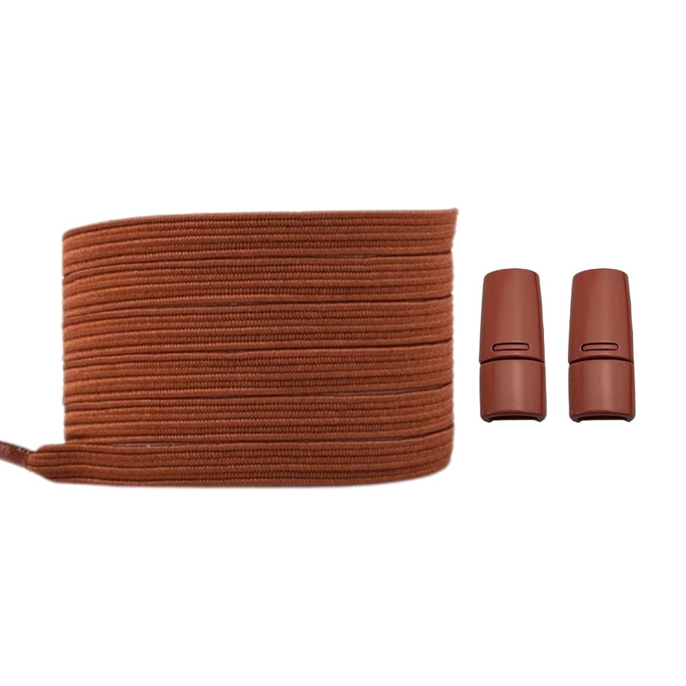 Productafbeelding van platte elastische veters van 7 mm met magneetsluiting in de kleur bruin