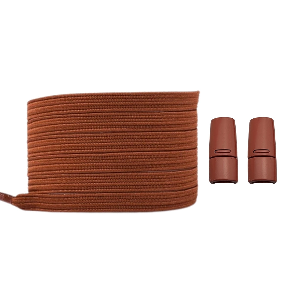 Productafbeelding van platte elastische veters van 7 mm met magneetsluiting in de kleur bruin