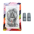 Elastische veters zonder strikken plat 7mm magnetische sluiting grijs in luxe verpakking