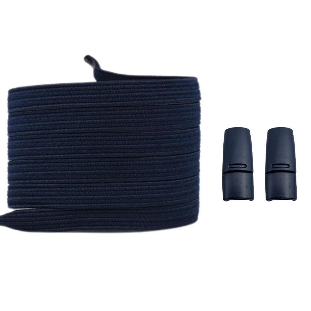 Productafbeelding van platte elastische veters van 7 mm met magneetsluiting in de kleur marineblauw