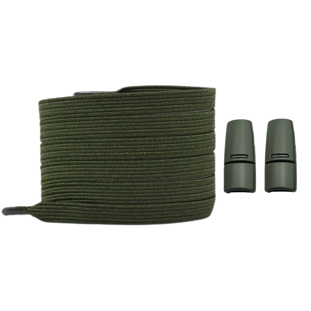 Productafbeelding van platte elastische veters van 7 mm met magneetsluiting in de kleur mosgroen