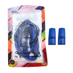 Elastische veters zonder strikken plat 8mm magnetische sluiting blauw in luxe verpakking