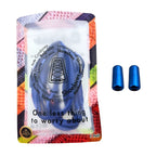 Elastische veters zonder strikken plat 8mm metalen draai capsule blauw in luxe verpakking