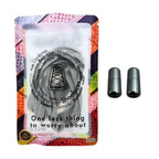 Elastische veters zonder strikken plat 8mm metalen draai capsule grijs in luxe verpakking